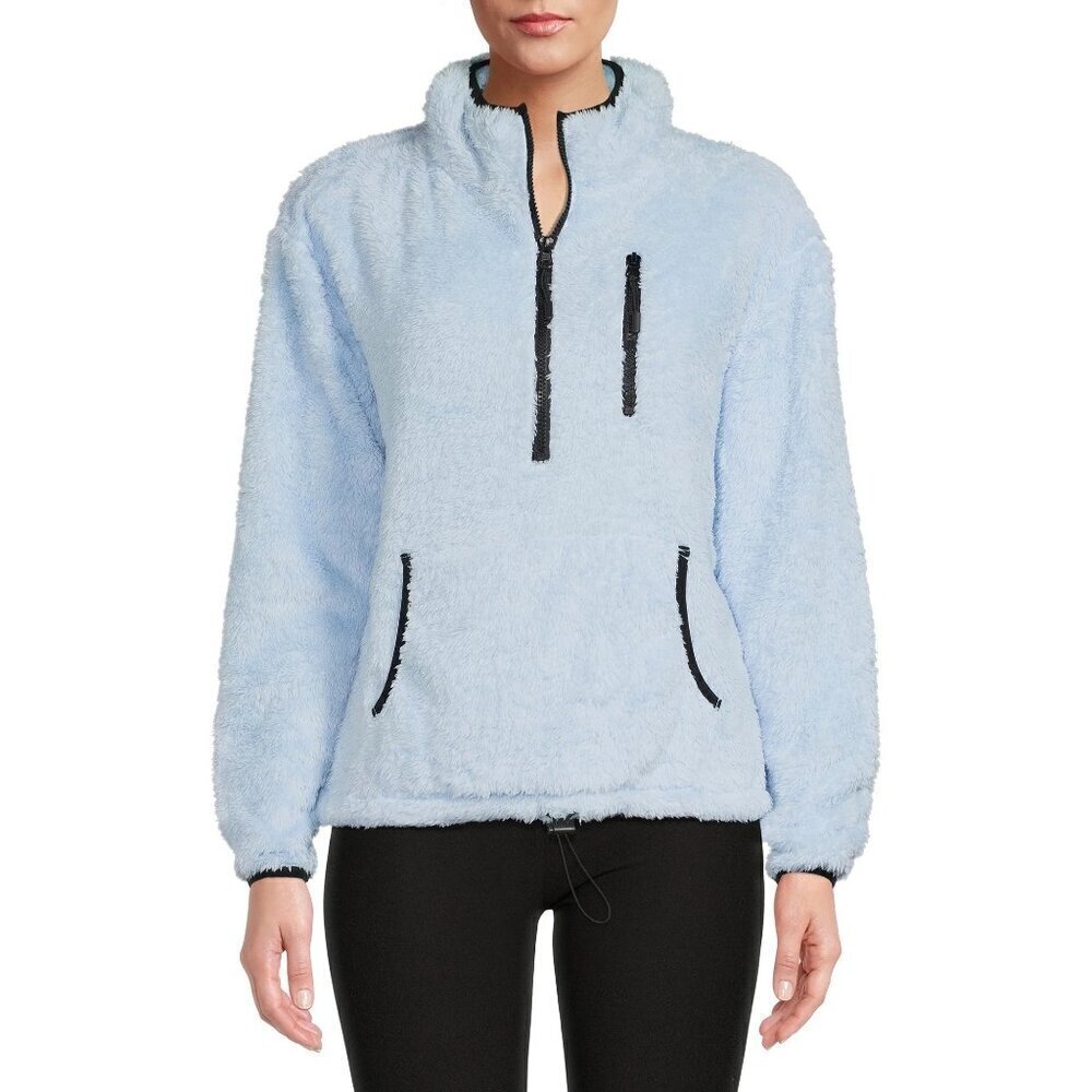 No Boundaries Light Blue Plush Quarter‎ Zip Pullover Sweatshirt XL